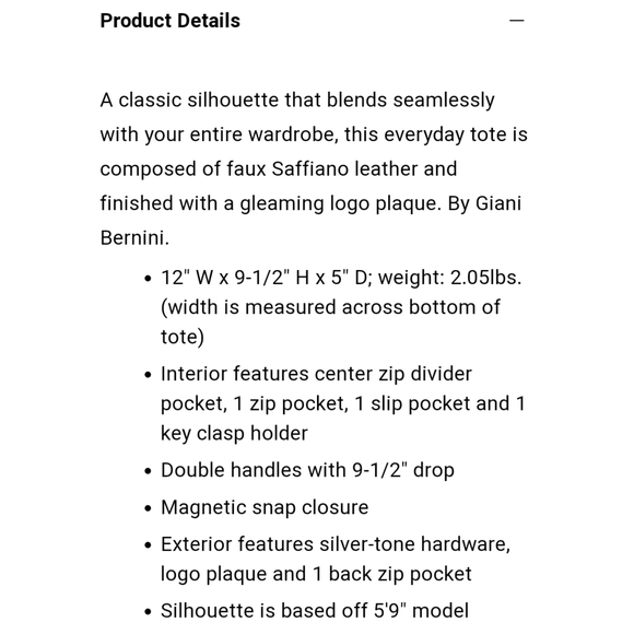 Giani Bernini Saffiano Tote - Picture 7 of 9